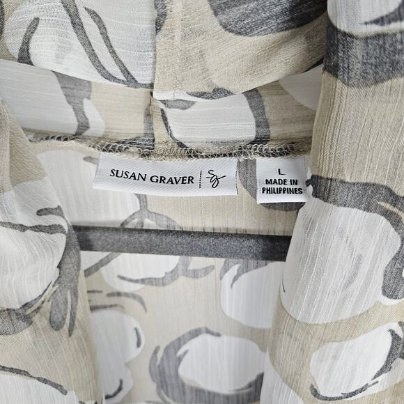 Susan Graver Sheer Open Front Lightweight Vest Large Abstract Circle Chic Artsy - Picture 4 of 12